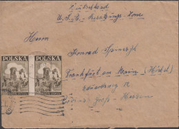 1946. POLSKA. 5 Zl. BEDZIN-ZAMEK In Pair On Cover To Frankfurt A. Main USA Occ. Zone In Germa... (Michel 441) - JF438544 - Regering In Londen(Ballingschap)