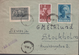 1947. POLSKA. Fine PAR AVION Cover To Sweden With 10 ZL Maria Curie Sklodowska + 5 ZL + 1 ZL... (Michel 478B) - JF438557 - Gouvernement De Londres (exil)