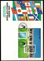 Ref 1601 - New Zealand 1991 Rugby World Cup Miniature Sheet FDC - FDC
