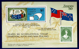 Ref 1602 - New Zealand / Samoa 1980 - Zeapex Exhibition - MNH Miniature Sheet - MS 573 - Samoa