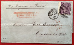 GB BIRMINGHAM 1870 Cover>BRITISH POST OFFICE CONSTANTINOPLE Via Belgium&Wien (Queen Victoria SG109 Turkey Used Abroad - Brieven En Documenten