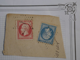 AR 26 FRANCE  FRAGMENT LETTRE  1866  ETOILES DE PARIS N°1 SUR N° 24 N°22+ AFFRANC. PLAISANT - 1862 Napoleon III