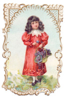 Chromo - Fille , Meisje Met Mand Bloemen - Children