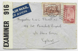 CANADA 20C+10C LETTRE COVER MANQUE UN RABAT NLERAWA 1942 TO ENGLAND CENSOR - Storia Postale