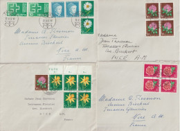 SUISSE - PRO JUVENTUTE 1963/64 ! 4 ENVELOPPES De THUN/GENEVE/BERN => NICE ! FLEURS - Cartas & Documentos