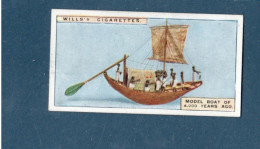 Chromo Egypte Egypt Model Boat 4000 Years Ago Didactique Au Dos 2 Scans 67 X 36 Mm TB WILLS'S Cigarettes - Wills