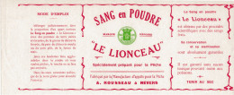 Affichette Sang En Poudre "Le Lionceau" Fabriqué Par La Manufacture A.Rousseau - Pesca