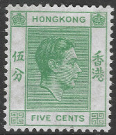 Hong Kong. 1938-52 KGVI. 5c MH. P 14 SG 143 - Neufs