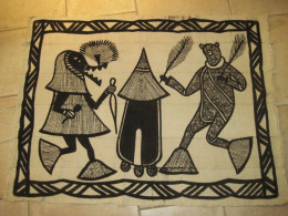 Authentique Toile De Korhogo Art Africain Sénoufo Sénufo Côte D'Ivoire Poro 115cms X 80cms - Arte Africana