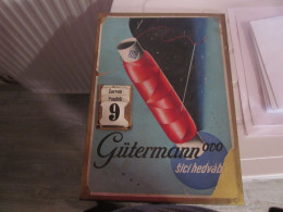 Old Advertising Calendar On Tin Advertising Calendar Board Gutermann Sici Hedvabi 36x26 Cm Heavy - Tins