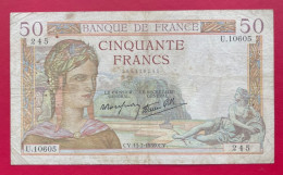 Beau Billet De 50 Francs Cérès CV.13-7-1939.CV. Etat TB/TB+ - 50 F 1934-1940 ''Cérès''