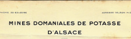 1930  PATRONS Cités Ouvrières   ENTETE MINES DOMANIALES DE POTASSE D’ALSACE Mulhouse Alsace Pour Uetwiller Mulhouse Brun - 1900 – 1949