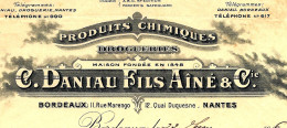 1916   PRODUITS CHIMIQUES INDUSTRUIE C. DANIAU Bordeaux Et Nantes Pour Boudrant Bourges Cher - 1900 – 1949