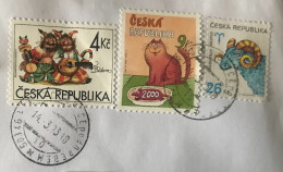 Czech Republic 2023, Třebochovice Cat Stamp With Multi Franking On Cover To U.K.  - Interesting - Cartas & Documentos