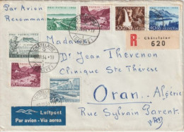 SUISSE - 1954 - PRO-PATRIA / ENVELOPPE Par AVION RECOMMANDEE ! De CHATELAINE ! => ORAN (ALGERIE) - Briefe U. Dokumente