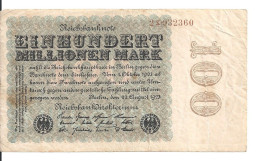 ALLEMAGNE 100 MO MARK 1923 VF P 107 - 100 Millionen Mark