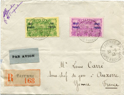 GUYANE LETTRE RECOMMANDEE PAR AVION DEPART CAYENNE 30-6-33 GUYANE FRANCAISE POUR LA FRANCE - Lettres & Documents