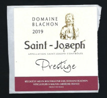 Etiquette Vin  Saint Joseph Prestige  Domaine Blachon 2019  Mauves Ardèche - Languedoc-Roussillon