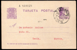 Jaén - Edi O EP 69A - Entero Postal Mat "La Carolina 28/2/32" + Marca Publicitaria En Seco "Calzados Cano - La Carolina" - 1931-....