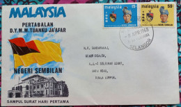 (FDC)(MALAISIE1968-01)Malaysia 1968, Sultan NEGERI SEMBILAN, SELANGOR Kuala Lumpur Cancellation, Leaflet Inside - Malaysia (1964-...)