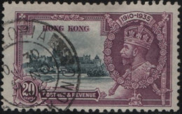 Hong Kong 1935 Used Sc 150 20c GV Silver Jubilee CDS 6 NO 35 Hinge Remnant - Oblitérés
