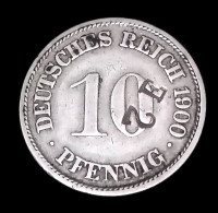 Germany Empire , Rare Counter Marked 10 Pfennig , 1900 F Stuttgart ,  Km 12 - Perfect .Agomeza - 10 Pfennig