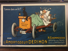 Amortisseur Derihon - H. Champoiseau, 227,Bd Pereire, Paris, Usine à Chatou - Comme Dans Un Lit ! (automobile) Belle CPA - Werbepostkarten