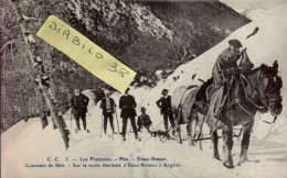 PAU - EAUX-BONNES   ( PYRENEES ATLANTIQUES )  CONCOURS DE SKIS . SUR LA ROUTE THERMALE D ' EAUX-BONNES A  ARGELES - Sports D'hiver