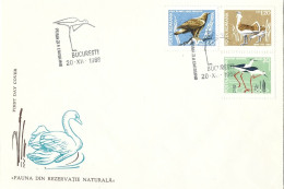 ROMANIA 1968 - COVER FDC, FAUNA FROM THE NATURE RESERVE, EAGLE, BUSTARD - Schwäne