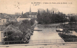 Souppes Sur Loing         77       L'Eglise Et La Rivière Prise Du Moulin           (voir Scan) - Souppes Sur Loing