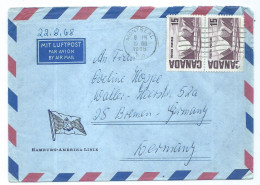 Air Mail Cover : Hamburg - Amerika Linie,canceled 1968 Montreal Canada. Via Bremen Germany - Brieven En Documenten