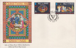 Isle Of Man 1981 FDC Sc 205-206 Nativity Stained Glass, Pageant Christmas - Isle Of Man