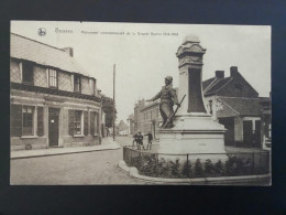 BOUSSU »MONUMENT COMMÉMORATIF DE LA GRANDE GUERRE 14/18 « panorama,animée,publicité B.P. 1930. - Boussu