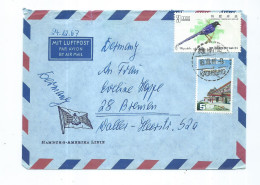 Air Mail Cover : Hamburg - Amerika Linie,canceled 1967 Taiwan (Formosa) Via Germany,stamp Motive,plane And Birds - Lettres & Documents