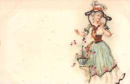 Illustration Non Signée - Une Femme Et Son Chapeau Prairie - Carte Postale Ancienne - Ohne Zuordnung