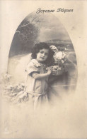 Pâques - Petite Fille Et Son Panier D'oeufs - Carte Postale Ancienne - Pâques