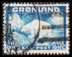 1946. Christian X And Polar Bear. 40 Øre Blue. WITH UNUSUAL AMERICAN NAVY CANCEL  1946. (Michel 27) - JF530823 - Gebraucht