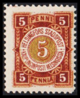 1880. HELSINGFORS STADSPOST 5 PENNI. Superb Stamp Hinged.  - JF530826 - Emisiones Locales