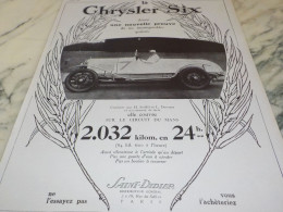 ANCIENNE PUBLICITE  CIRCUIT DU MANS VOITURE  CHRYSLER 1925 - Voitures