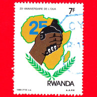 RWANDA  - Usato - 1988 - 25 Anni Dell'OUA (Organization Of African Unity) - 7 - Gebraucht