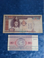 BILLET 2 BILLETS MONGOLIE 100  50 - Mongolie