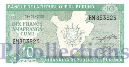 BURUNDI 10 FRANCS 2003 PICK 33d UNC - Burundi