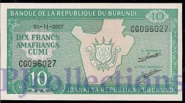 LOT BURUNDI 10 FRANCS 2007 PICK 33e UNC X 5 PCS - Burundi