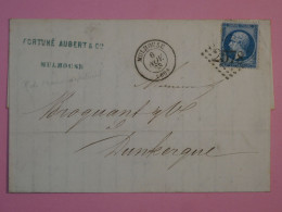 AR 27 FRANCE   BELLE LETTRE  1863 MULHOUSE   A DUNKERQUE + N° 22+AFFRANC.  INTERESSANT - 1862 Napoléon III