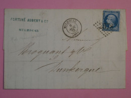 AR 27 FRANCE   BELLE LETTRE  1863 MULHOUSE   A DUNKERQUE + N° 22+AFFRANC.  INTERESSANT - 1862 Napoleone III