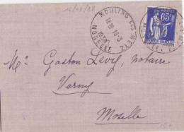 Carte-Lettre Obl. Moulins Les Metz (T 202) Le 16/3/38 (tarif Du 12/7/37) Sur N° 365 65c Paix - 1932-39 Paix