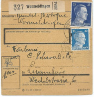 BULLETIN DE COLIS POSTAL 1943 AVEC ETIQUETTE DE WORMELDINGEN - 1940-1944 German Occupation