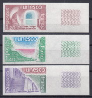 FRANCE : 1980 - SERVICE UNESCO N° 60/62 NON DENTELE NEUFS ** LUXE SANS CHARNIERE - 1971-1980