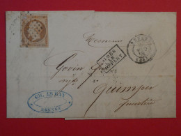 AR 27 FRANCE   BELLE LETTRE 1858 RENNES A QUIMPER +N° 16  +AFFRANC.  INTERESSANT - 1853-1860 Napoléon III.
