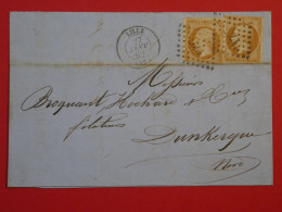 AR 27 FRANCE   BELLE LETTRE 1862 LILLE  A DUNKERQUE +2X N° 16  +AFFRANC.  INTERESSANT - 1853-1860 Napoleon III